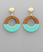  Acrylic & Wood Circle Earrings