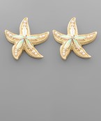  Crystal & Textured Starfish Earrings