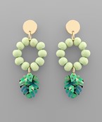  Wood Ball & Leaf Earrings