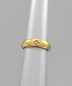  CZ Sunburst Brass Ring