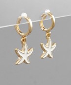  Epoxy Starfish Dangle Hoops