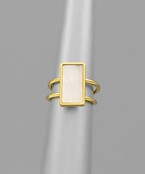  Shell Rectangle 2 Row Ring