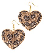  Leopard Heart Cushion Earrings