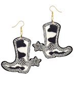  Boots Pave & Cowhide Earrings