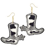  Boots Pave & Cowhide Earrings