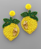  Lemon & Leaf Bead Earrings