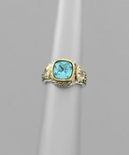  Sqaure & Triangle Crystal Ring
