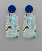  Printed Sea Horse Earrings