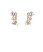  3 Round Bar CZ Earrings