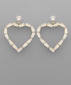  CZ Baguette Heart Earrings