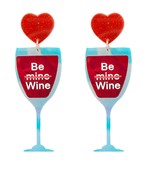  BE WINE Heart & Wine Glass Earrings