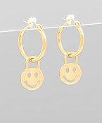  Smile Face Lock Dangle Hoops