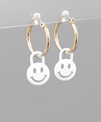  Smile Face Lock Dangle Hoops