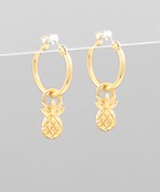 Pineapple Lock Dangle Hoops