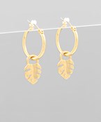  Leaf Lock Dangle Hoops