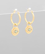  Evil Eye Disk Lock Dangle Hoops