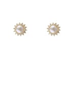  Pearl CZ Flower Studs