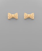  Quilted Ribbon Pearl Studs