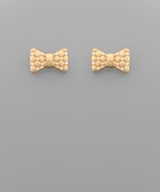 Quilted Ribbon Pearl Studs