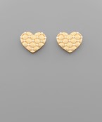  Quilted Heart Pearl Studs
