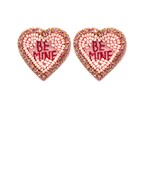  Beaded BE MINE Heart Earrings