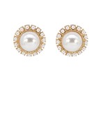 Paved Round Pearl Earrings