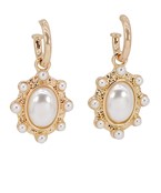  Oval Pearl Dangle Hoops