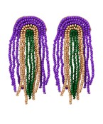  Mardi Gras Seed Bead Tassel Earrings