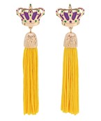  Mardi Gras Crown Tassel Earrings