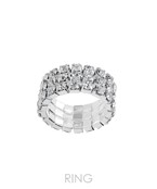  Rhinestone 3 Line Ring