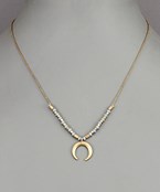  Horn Pendant Bead Necklace