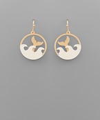  Whale's Tail Cut Out Circle Earrings