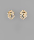  Pave Crystal Multi Shape Link Earrings