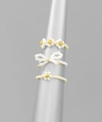  Sead Bead Ribbon Ring Set