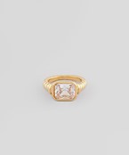  Emeralded Glass Textured Metal Ring