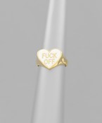  Brass FUCK OFF Heart Ring