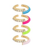  Pave & Epoxy Color Ring 4p Set