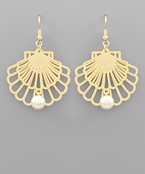  Double Shell & Pearl Earrings