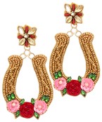  Beaded Horseshoe & Flower Earrings