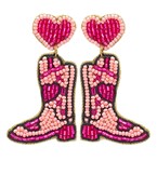  Beaded Cowgirl Boots & Heart Earrings