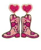 Beaded Cowgirl Boots & Heart Earrings