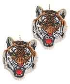  Tiger Embroidery Patch Earrings