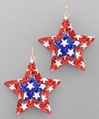  USA Flag Glitter Star Earrings