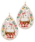  Easter Bunny Cork Teardrop Earrings