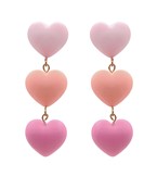  Heart 3 Drop Clay Earrings