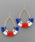 USA Color Teardrop & Tassel Earrings