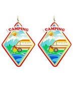  Camping Day Scene Acrylic Earrings