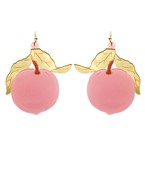  Peach & Leaf Acrylic Earrings