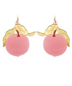  Peach & Leaf Acrylic Earrings