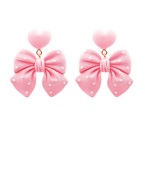  Heart & Ribbon Dangle Earrings